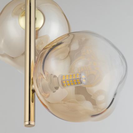 Brilagi - Lustru suspendat pe sârmă VULCANO 3xG9/8W/230V auriu/bej fumuriu