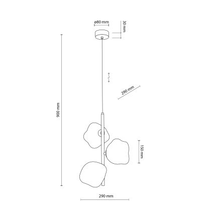 Brilagi - Lustru suspendat pe sârmă VULCANO 3xG9/8W/230V auriu/bej fumuriu