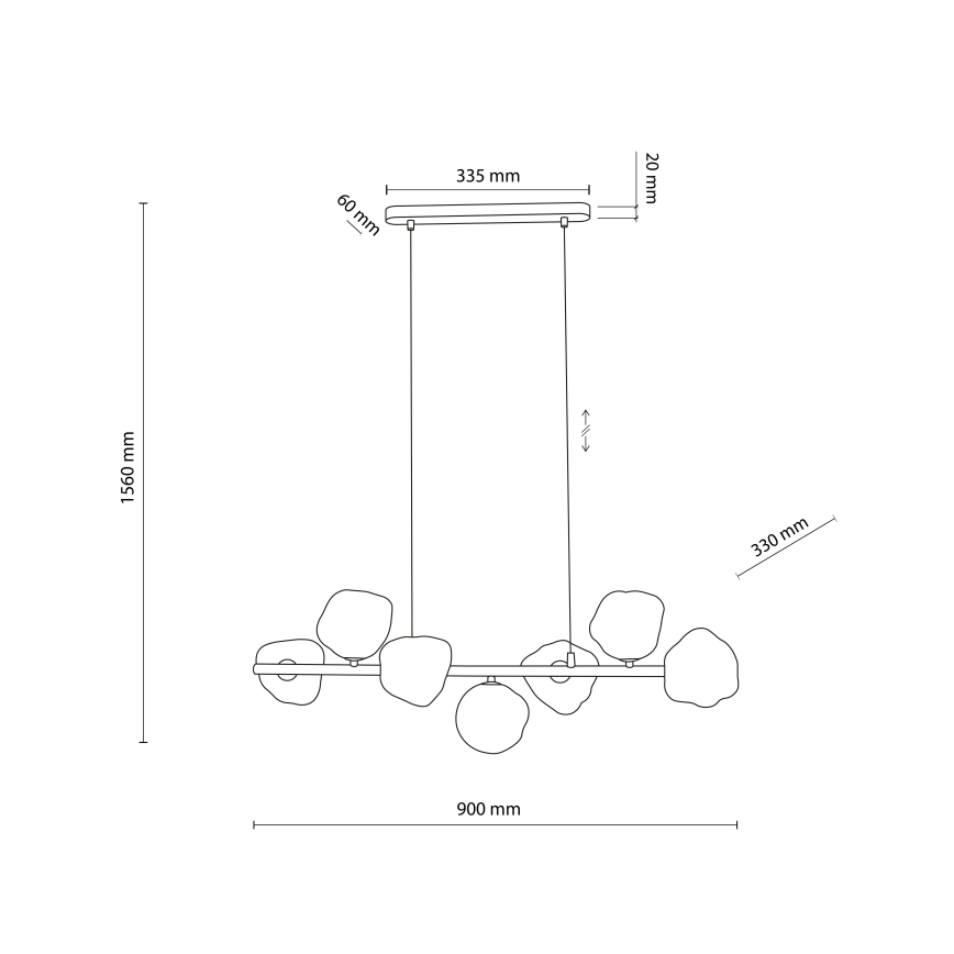 Brilagi - Lustru suspendat VULCANO pe cablu, 7xG9/8W/230V, bej/bej fumuriu