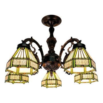 BRILAGI - lustru Tiffany cu vitralii aplicat EMERALD 5xE27/60W/230V diam. 60 cm