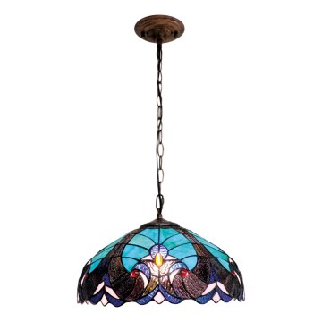 BRILAGI - lustru Tiffany din vitralii cu lanț CORAL 1xE27/60W/230V Ø 40 cm