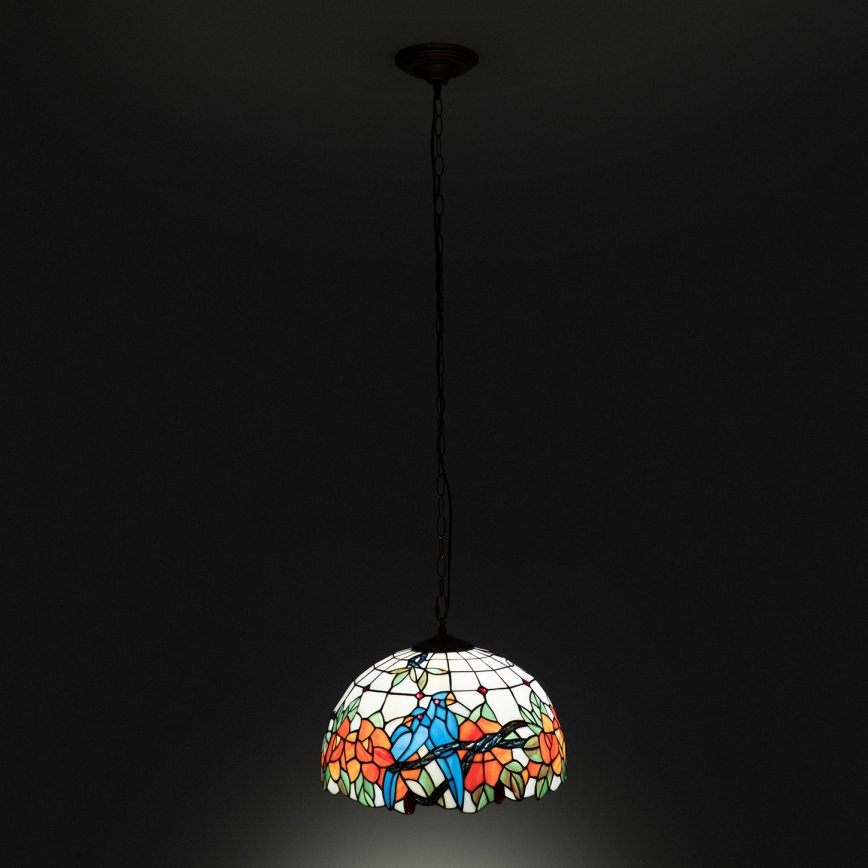 Brilagi - Lustru Tiffany din vitralii JUNGLE, cu lanț, 1x E27/60W/230V, diametru 40 cm