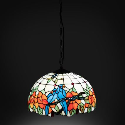 Brilagi - Lustru Tiffany din vitralii JUNGLE, cu lanț, 1x E27/60W/230V, diametru 40 cm