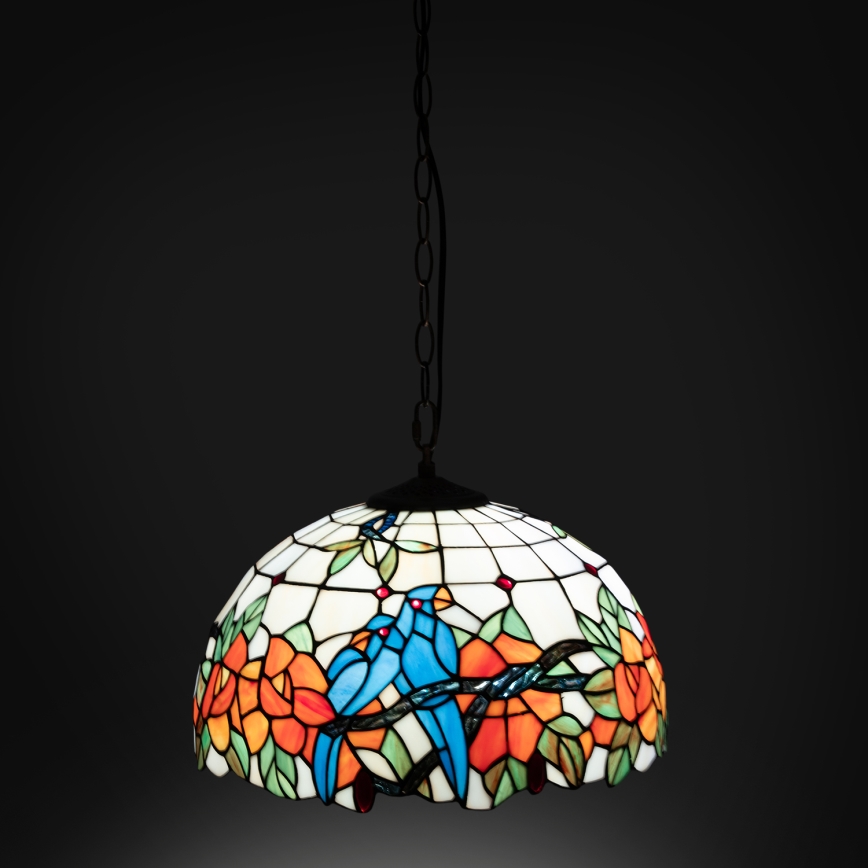 Brilagi - Lustru Tiffany din vitralii JUNGLE, cu lanț, 1x E27/60W/230V, diametru 40 cm