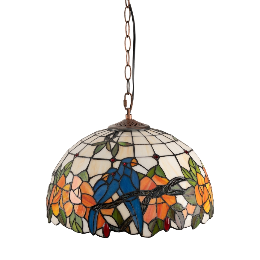 Brilagi - Lustru Tiffany din vitralii JUNGLE, cu lanț, 1x E27/60W/230V, diametru 40 cm