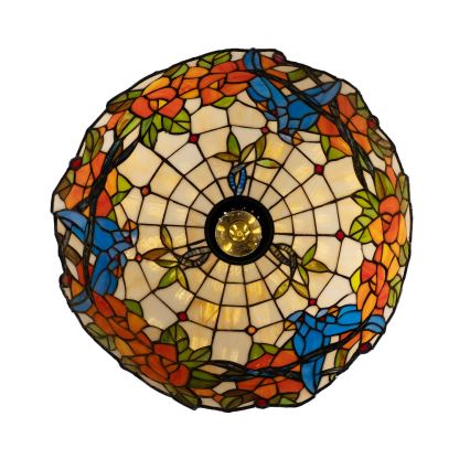 Brilagi - Lustru Tiffany din vitralii JUNGLE, cu lanț, 1x E27/60W/230V, diametru 40 cm