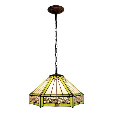 BRILAGI - lustru Tiffany din vitralii, suspendat pe lanț EMERALD 1xE27/60W/230V Ø 40 cm