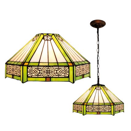 BRILAGI - lustru Tiffany din vitralii, suspendat pe lanț EMERALD 1xE27/60W/230V Ø 40 cm