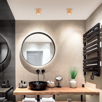 Brilagi - Aplica de baie LED RGBW reglabilă MIA 1xGU10/30W/230V 3000K Wi-Fi 84x80 mm decor stejar IP44