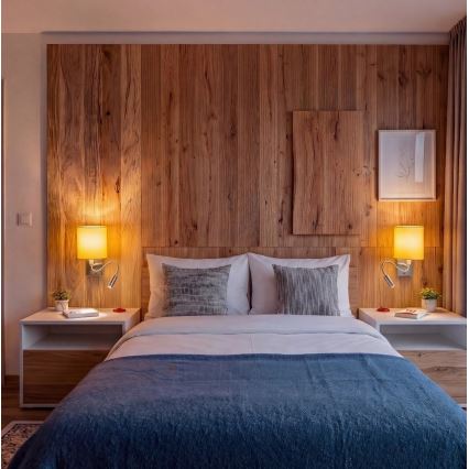 Brilagi - Lampă LED flexibilă de perete NUBILA 1xE27/25W/230V + LED/3W crom mat/galbenă