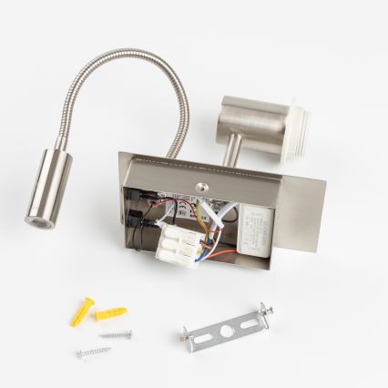 Brilagi - Lampă LED flexibilă de perete NUBILA 1xE27/25W/230V + LED/3W crom mat/galbenă