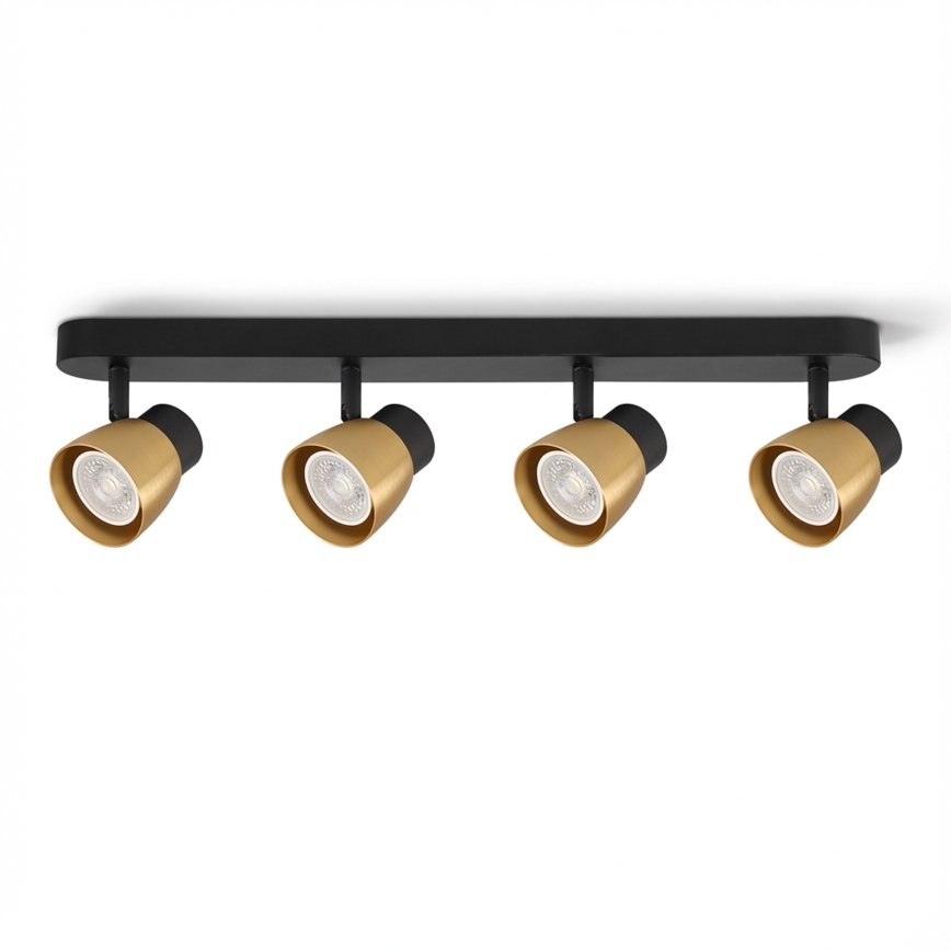 Brilagi - Spot LED RGBW dimmabil NUGGET 4x GU10/4,8W/230V 3000K negru/auriu + telecomandă