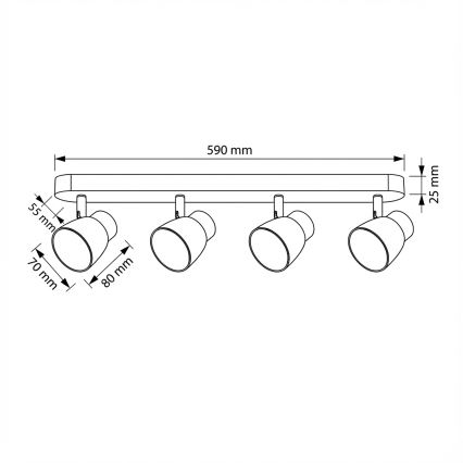 Brilagi - Spot LED RGBW dimmabil NUGGET 4x GU10/4,8W/230V 3000K negru/auriu + telecomandă