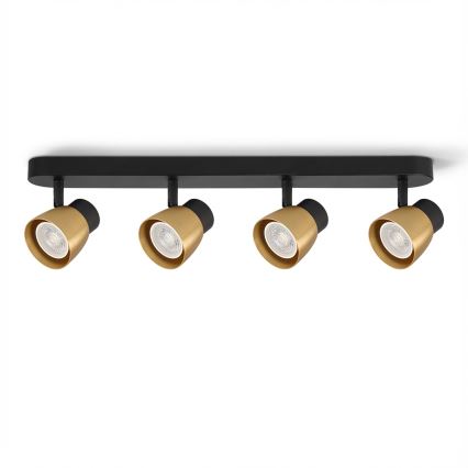 Brilagi - Spot LED RGBW dimmabil NUGGET 4x GU10/6W/230V 3000K negru/auriu + telecomandă