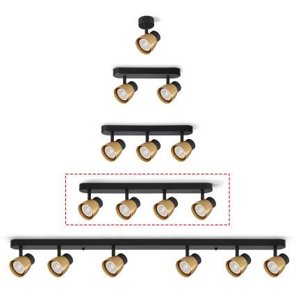 Brilagi - Spot LED RGBW dimmabil NUGGET 4x GU10/6W/230V 3000K negru/auriu + telecomandă