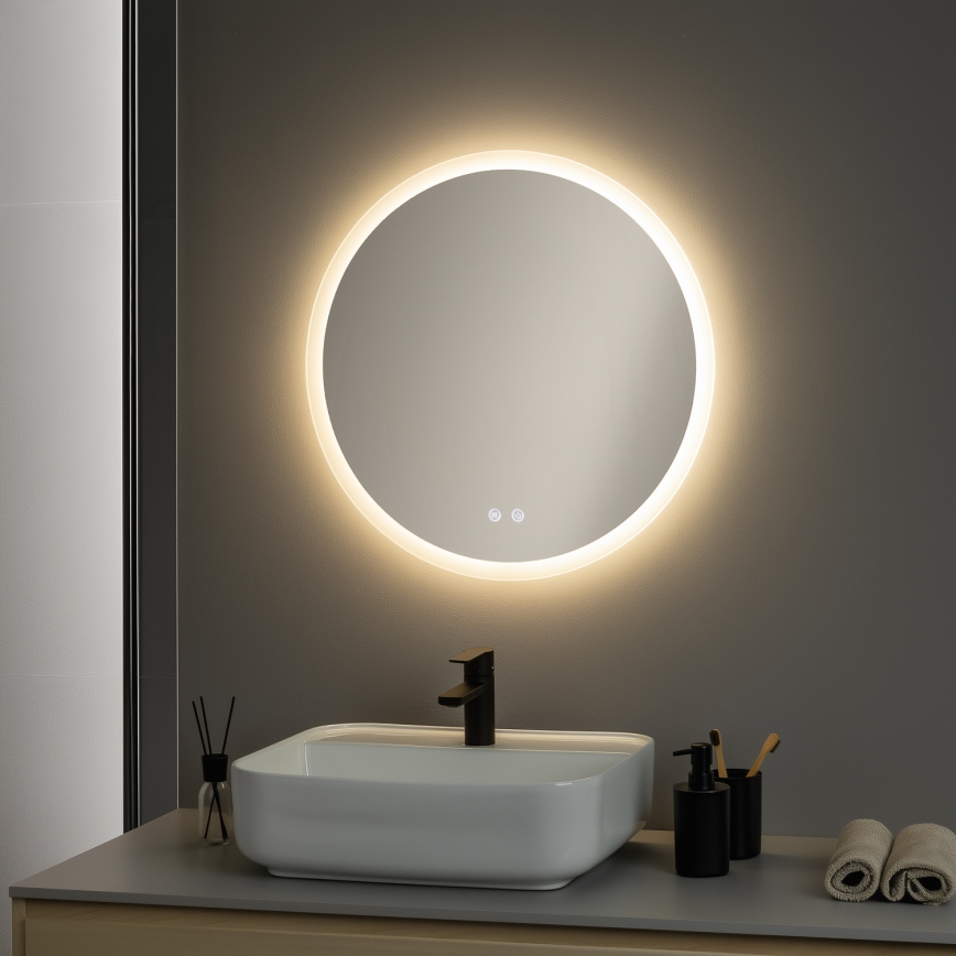 Brilagi - Oglindă încălzită pentru baie CLARA ECO, LED 12W, 230V, Ø 60 cm, IP44, CRI 90, reglabilă + CCT