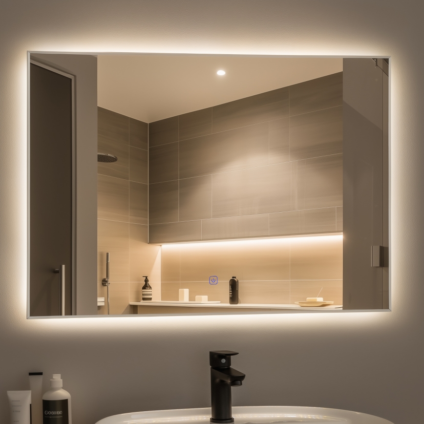Brilagi - Oglindă de baie DESIO LED/28W/230V 60x80 cm argintie IP44 CRI 90 reglabilă + CCT
