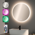 Brilagi - Oglindă de baie încălzită CLARA PRO LED RGBW, 19W, 230V, Ø 60 cm, IP44, CRI 90, dimmabilă + CCT + telecomandă