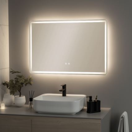 Brilagi - Oglindă LED de baie cu încălzire BELLA, 19W, 230V, 60 x 90 cm, IP44, CRI 90, dimabilă, CCT (temperatură de culoare reglabilă)