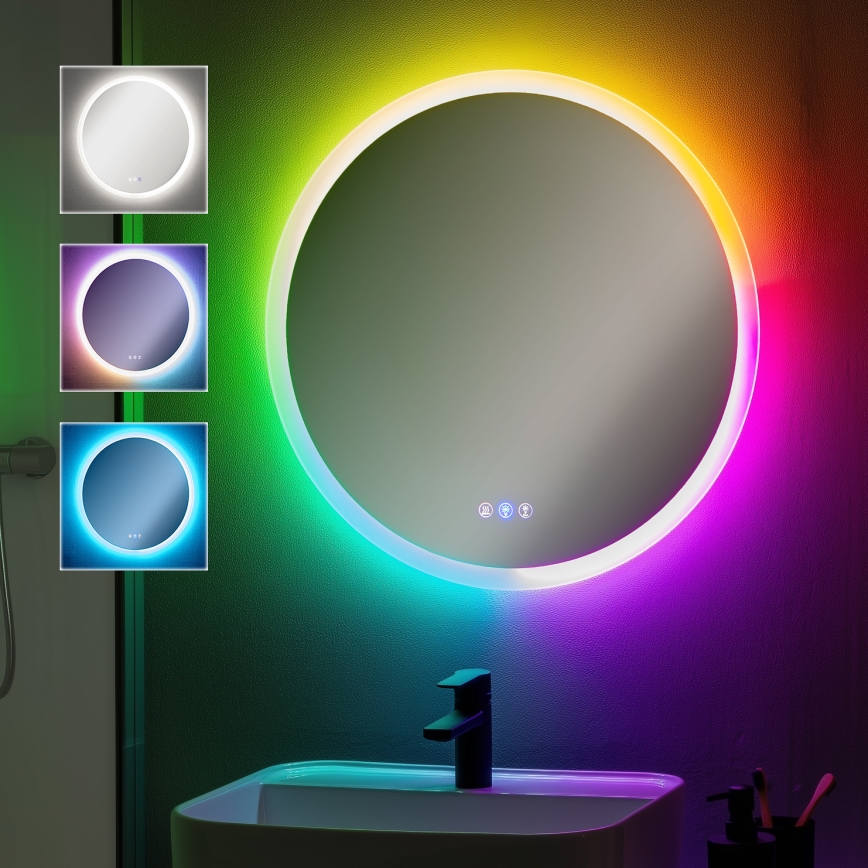 Brilagi - Oglindă de baie încălzită LED RGBW CLARA PRO LED/18,5W/230V Ø 60 cm IP44 CRI 90 compatibilă cu dimmer + CCT