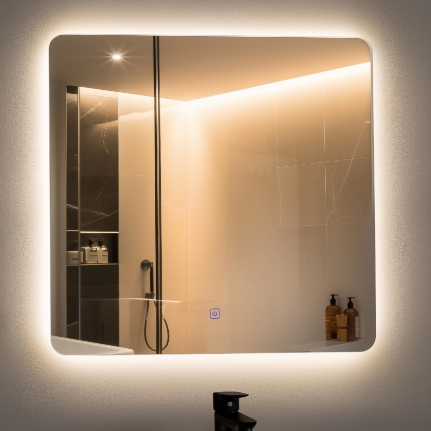 Brilagi - Oglindă LED de baie COMO, 24W, 230V, 60×60 cm, IP44, CRI 90, reglabilă, cu CCT
