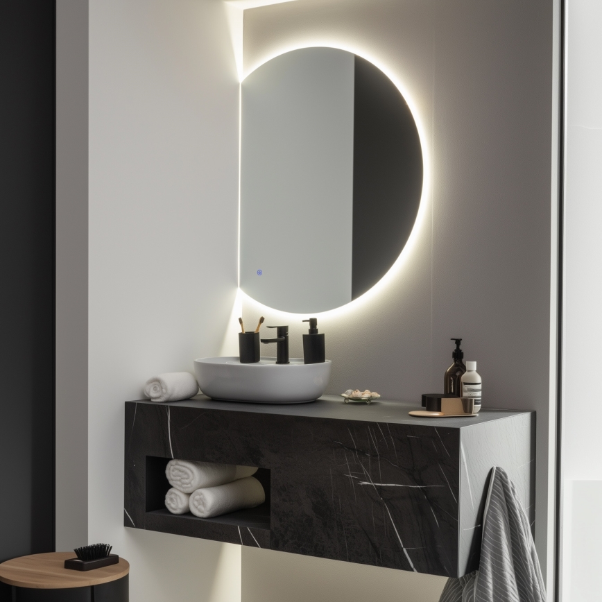 Brilagi - Oglindă LED de baie MEZZO, 80 x 70 cm, 25 W, 230 V, IP44, CRI 90, reglabilă (dimmabilă) + CCT