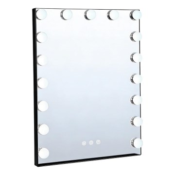 Brilagi - Oglindă de machiaj cu LED HOLLYWOOD, reglabilă, LED/15W/230V 3000/4000/6500K 55x70 cm neagră