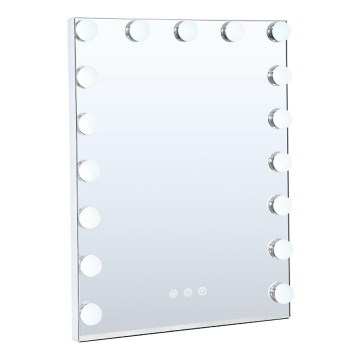 Brilagi - Oglindă de machiaj HOLLYWOOD cu LED și reglare a intensității, 15W, 230V, 3000/4000/6500K, 55x70 cm, albă