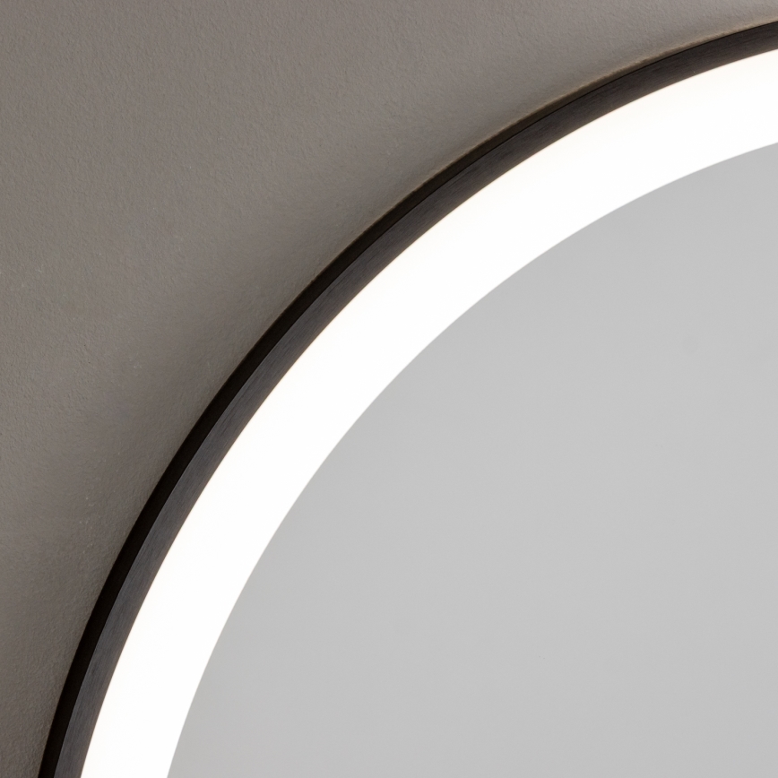 Brilagi - Oglindă LED pentru baie ASTI, 19 W / 230 V, Ø 60 cm, neagră, IP44, CRI 90, reglabilă + CCT