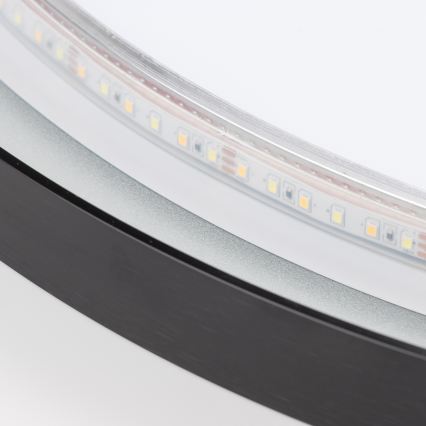 Brilagi - Oglindă LED pentru baie ASTI, 19 W / 230 V, Ø 60 cm, neagră, IP44, CRI 90, reglabilă + CCT