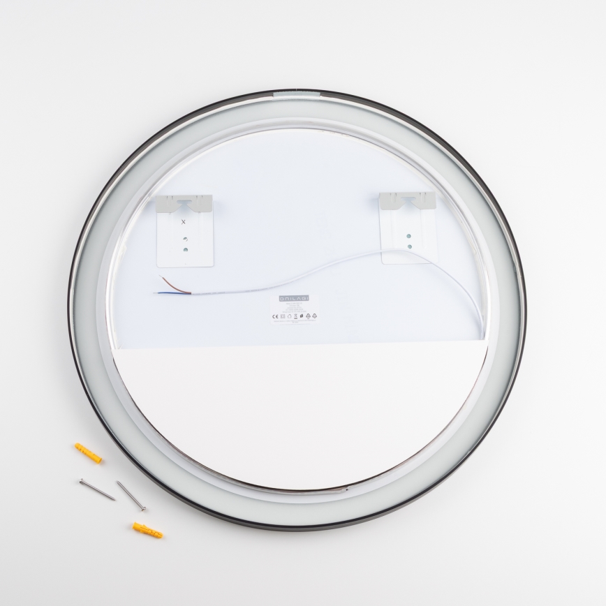 Brilagi - Oglindă LED pentru baie ASTI, 19 W / 230 V, Ø 60 cm, neagră, IP44, CRI 90, reglabilă + CCT