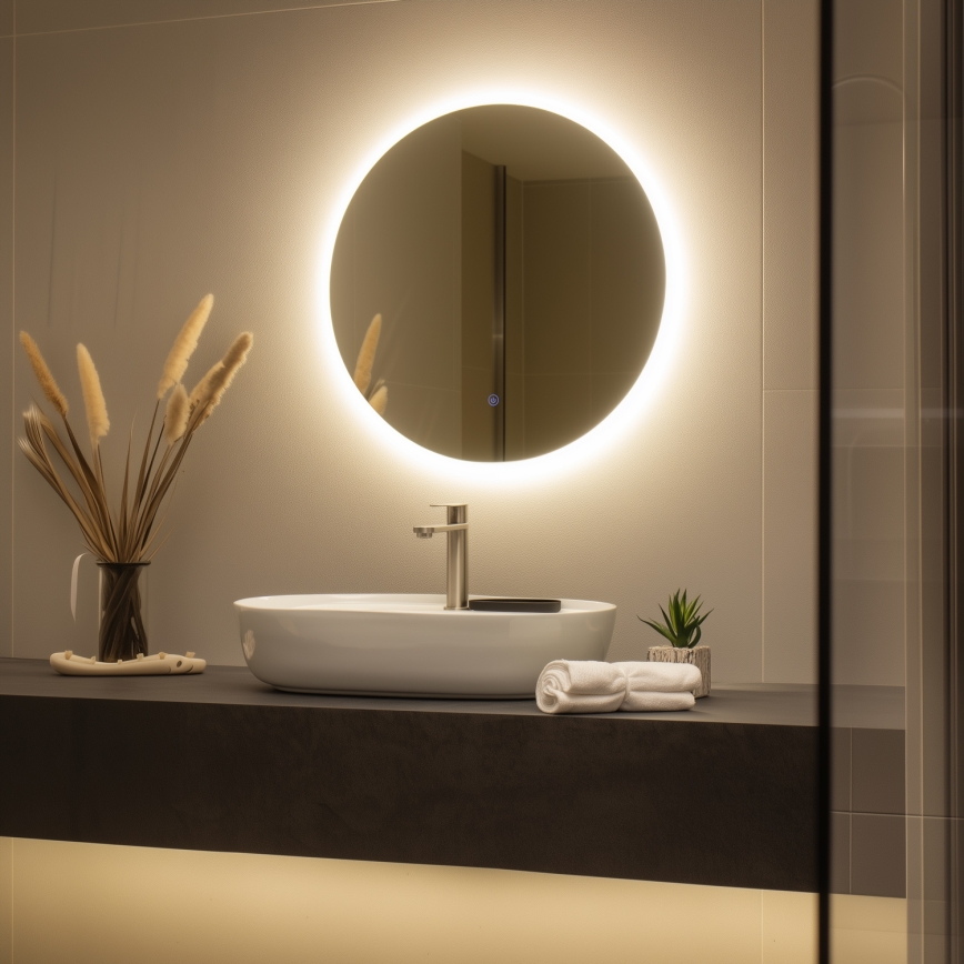 Brilagi - Oglindă LED pentru baie LUNA LED/19W/230V Ø 60 cm IP44 CRI 90 dimmabilă + CCT