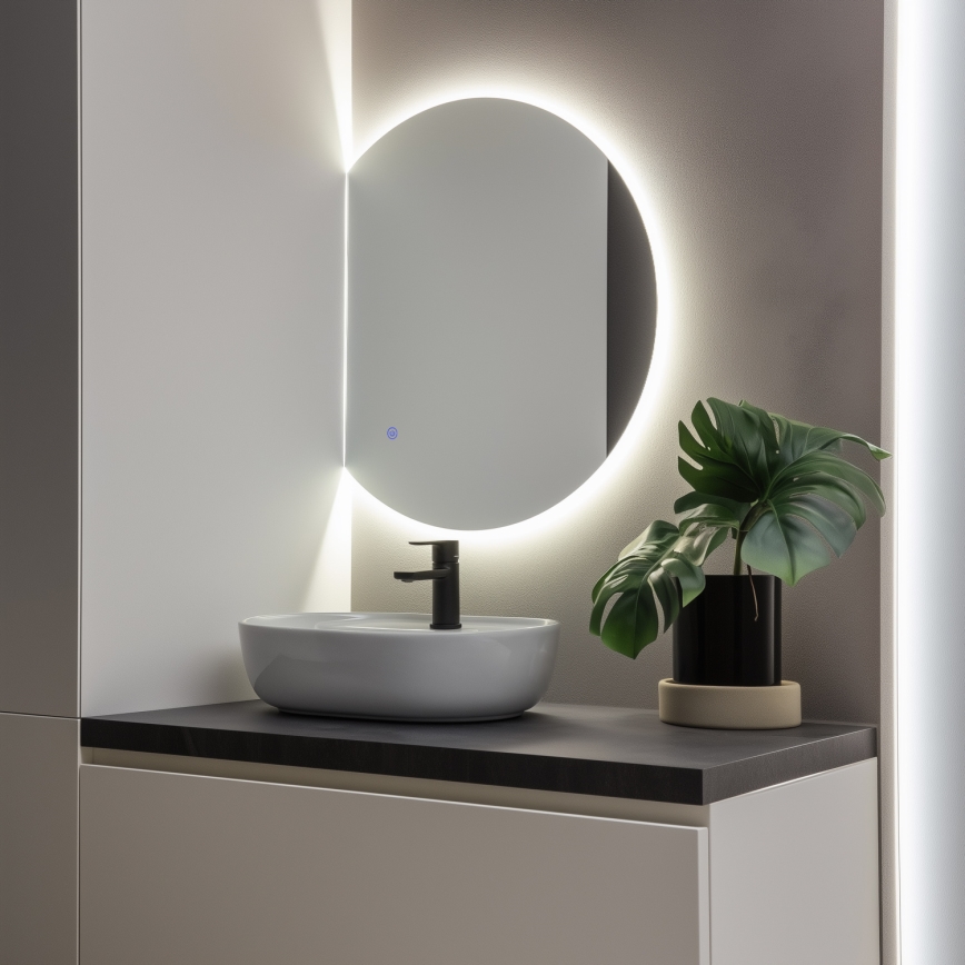 Brilagi - Oglindă LED pentru baie MEZZO, 18 W, 230 V, 60 x 50 cm, IP44, CRI 90, dimabilă + CCT (temperatură de culoare reglabilă)
