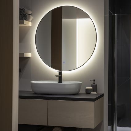 Brilagi - Oglindă LED pentru baie VENA BLACK LED/26W/230V Ø 80 cm IP44 CRI 90 dimabilă + CCT