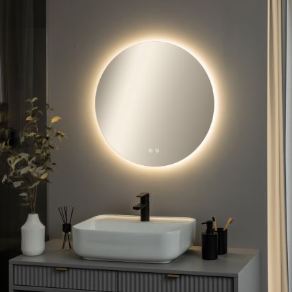 Brilagi - Oglindă LED de baie încălzită DEMI PRO, 20W, 230V, Ø 60 cm, IP44, CRI 90, dimabilă + CCT