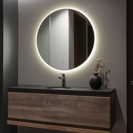 Brilagi - Oglindă de baie LED VENA BLACK, 32W/230V, Ø 100 cm, IP44, CRI 90, reglabilă + CCT