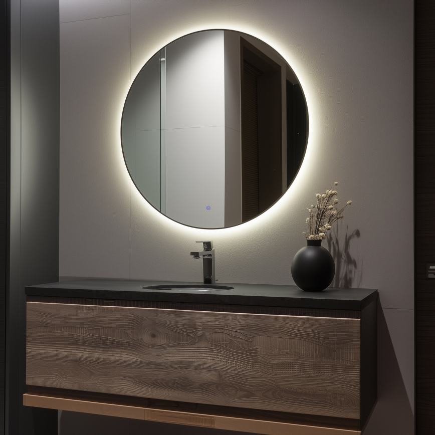 Brilagi - Oglindă de baie LED VENA BLACK, 32W/230V, Ø 100 cm, IP44, CRI 90, reglabilă + CCT