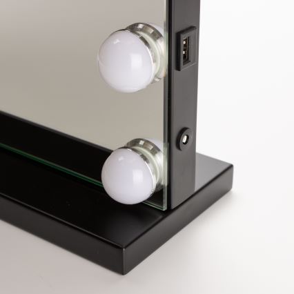 BRILAGI - Oglindă LED pentru machiaj reglabilă HOLLYWOOD LED/15W/230V CCT + USB neagră