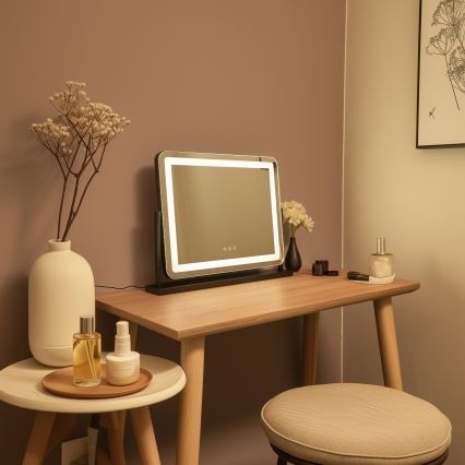BRILAGI - Oglindă de machiaj LED reglabilă CALIFORNIA, 25 W, 230 V, 3000/4000/6500 K, 55x44 cm, neagră
