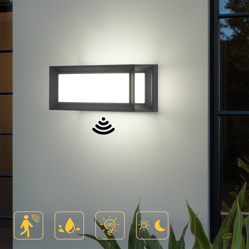 Brilagi - Aplică LED de perete pentru exterior cu senzor PARKER LED/12W/230V antracit IP44