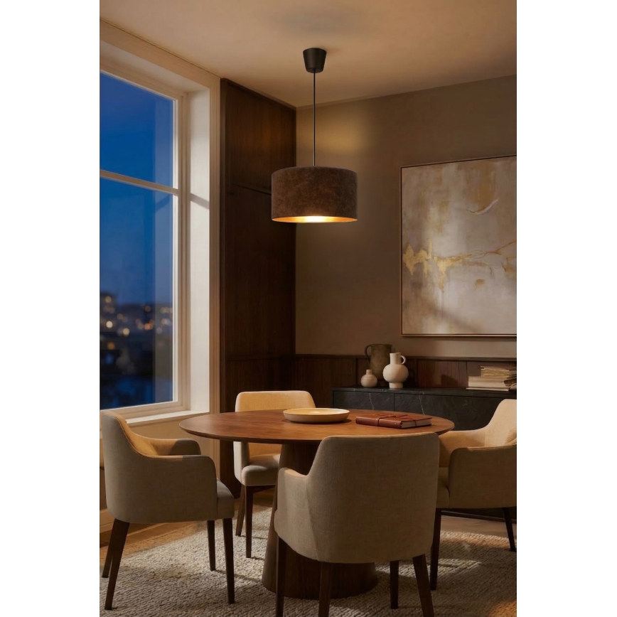 Brilagi - Pendul cu cablu VELVET, 1xE27/60W/230V, diam. 40 cm, maro/auriu