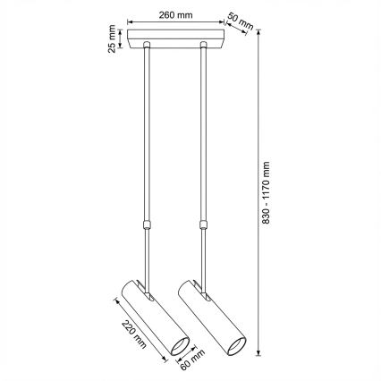 Brilagi - Pendul cu tijă SELE 2xGU10/30W/230V bej