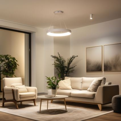 Brilagi - Lustra LED reglabilă suspendată pe cablu FALCON II LED/99W/230V 3000-6500K Ø 60 cm alb + telecomandă