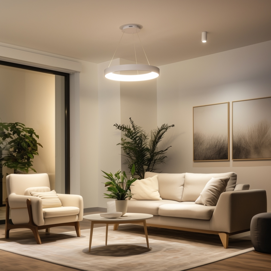 Brilagi - Lustra LED reglabilă suspendată pe cablu FALCON II LED/99W/230V 3000-6500K Ø 60 cm alb + telecomandă