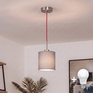 Brilagi - Pendul LED pe cablu NUBILA 1xE27/60W/230V Ø 14 cm roșu/gri deschis