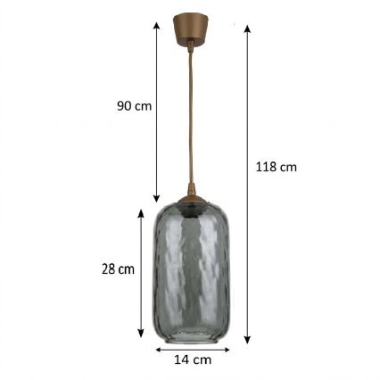 BRILAGI - Lampă suspendată LED RETRO GLASS pe cablu 1xE27/60W/230V Ø 14 cm maro/gri fumuriu