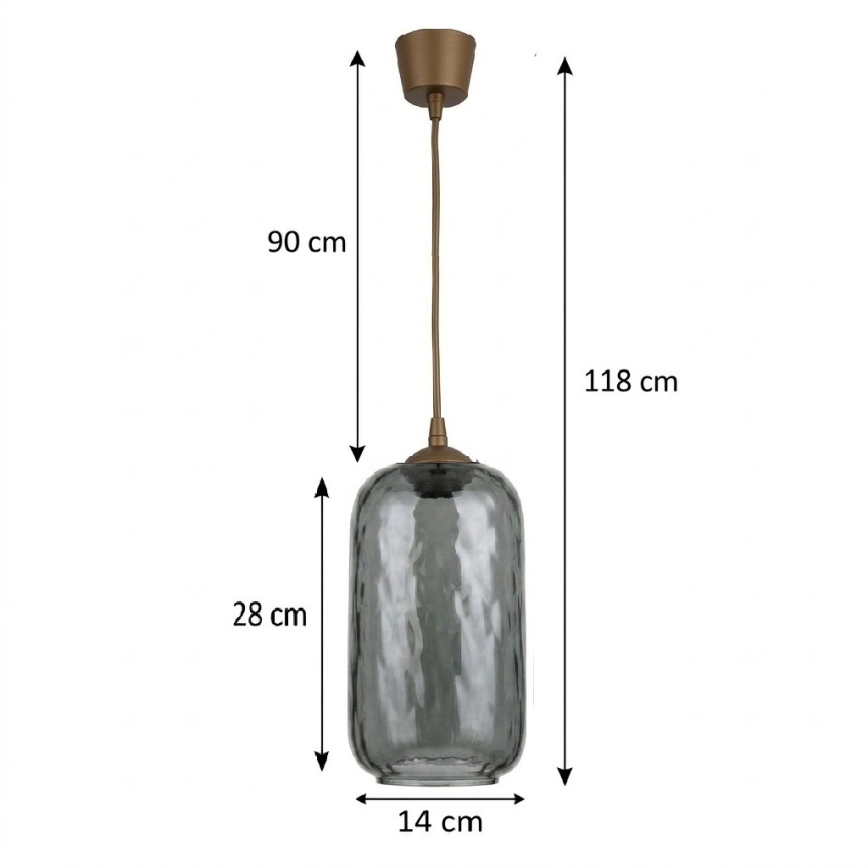 BRILAGI - Lampă suspendată LED RETRO GLASS pe cablu 1xE27/60W/230V Ø 14 cm maro/gri fumuriu