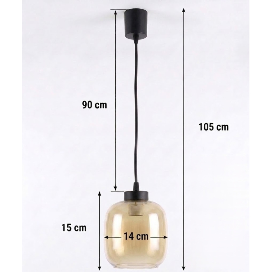 Brilagi - lustra LED suspendată pe cablu RETRO GLASS 1xE27/60W/230V Ø 14 cm negru/maro fumuriu