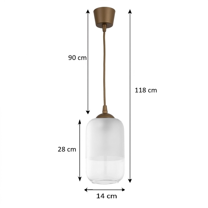 BRILAGI - Pendul LED pe cablu RETRO GLASS 1xE27/60W/230V diam. 14 cm maro/alb
