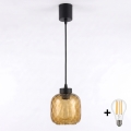 Brilagi - Pendul LED pe cablu RETRO GLASS 1xE27/60W/230V, diam. 14 cm, negru/maro fumuriu